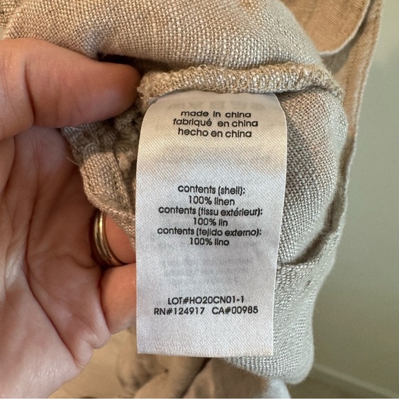 We Wore What Basic Linen Overalls in Natural Oatmeal Size Small - Picture 9 of 12